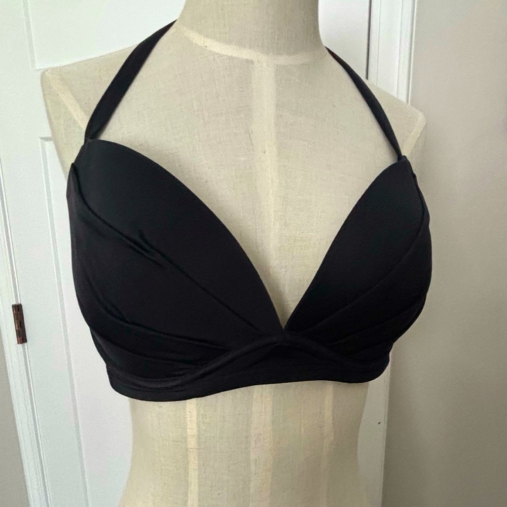 NWOT Black Halter Bikini Top